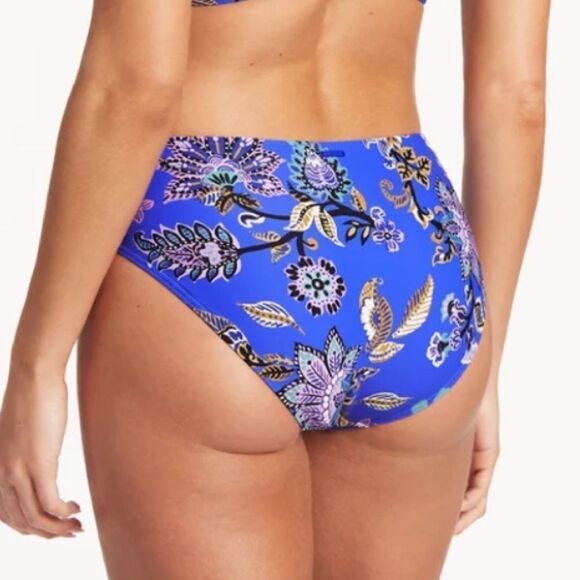 NWT New Sea Level Carnivale Floral High-Waisted Blue Swim Bikini Bottom 10 - Picture 4 of 15